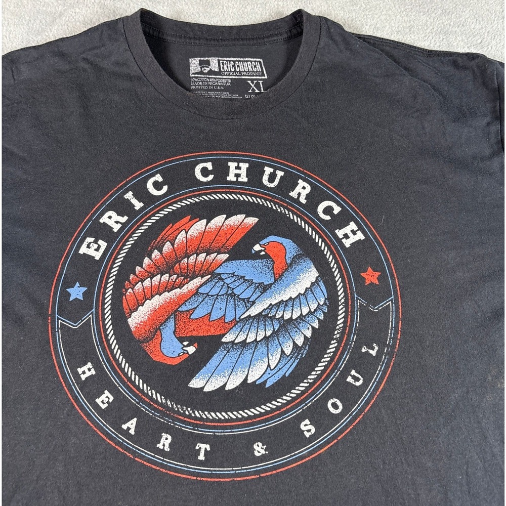 Eric Church Mens Heart & Soul Official Graphic T-Shirt Black XL Concert Tee